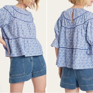 New With Tags SOL X Liberty Blouse in XS! Blue Liberty London Print!